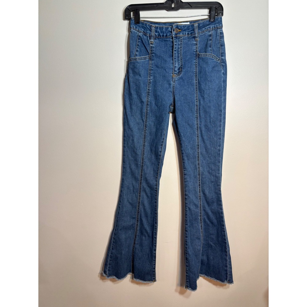 Vanilla Star Womens Jeans Flare Leg High Rise Blue Denim Size 7